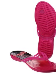 Womens/Ladies Isabella Graphic Flip Flops (Candy Pink/Tropical)