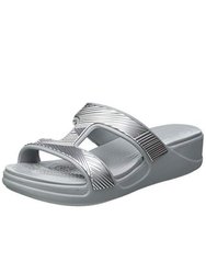 Womens/Ladies Monterey Metallic Sandals - Light Grey