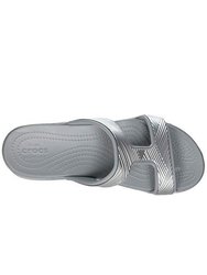 Womens/Ladies Monterey Metallic Sandals - Light Grey