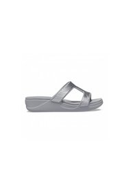 Womens/Ladies Monterey Metallic Sandals - Light Grey