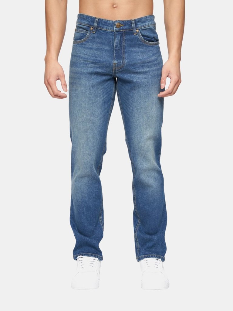 Crosshatch Mens Chas Straight Jeans (Mid Wash) - Mid Wash