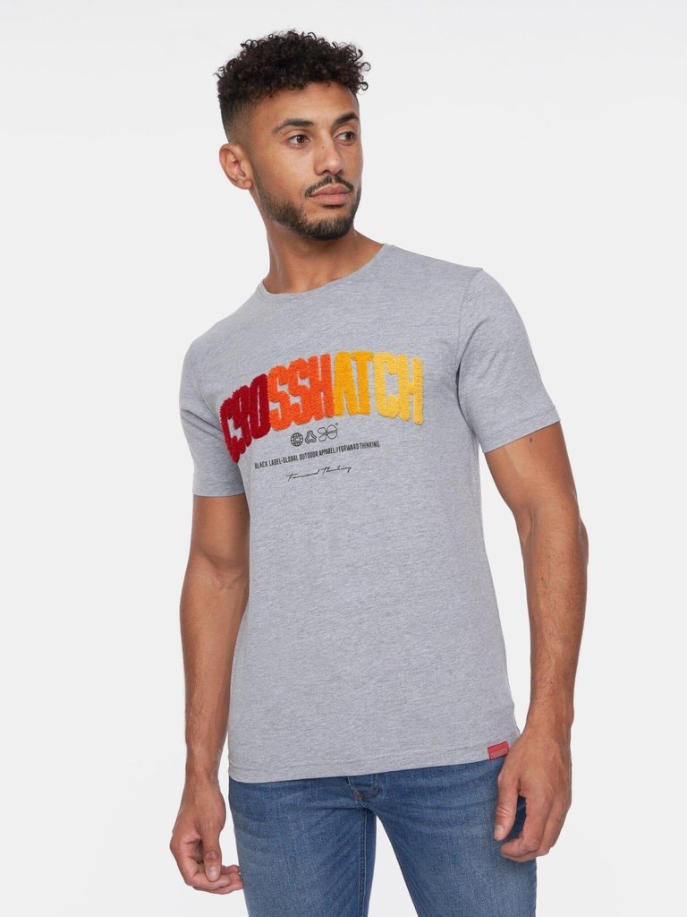 Crosshatch Mens Flocked T-Shirt (Gray) - Gray