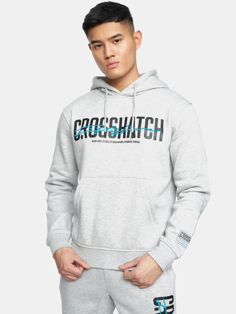 Crosshatch Mens Gooch Logo Hoodie (Light Grey Marl) - Light Grey Marl