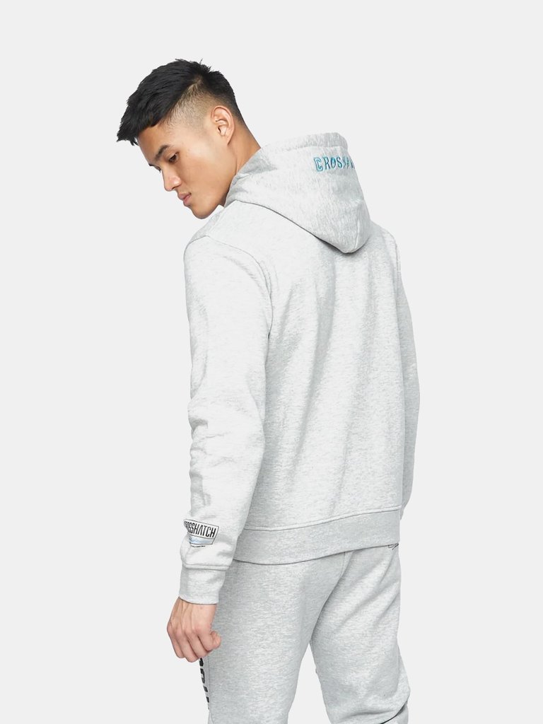 Crosshatch Mens Gooch Logo Hoodie (Light Grey Marl)