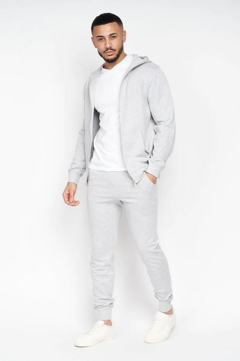 Mens Braxson Full Zip Hoodie - Grey Marl - Grey Marl