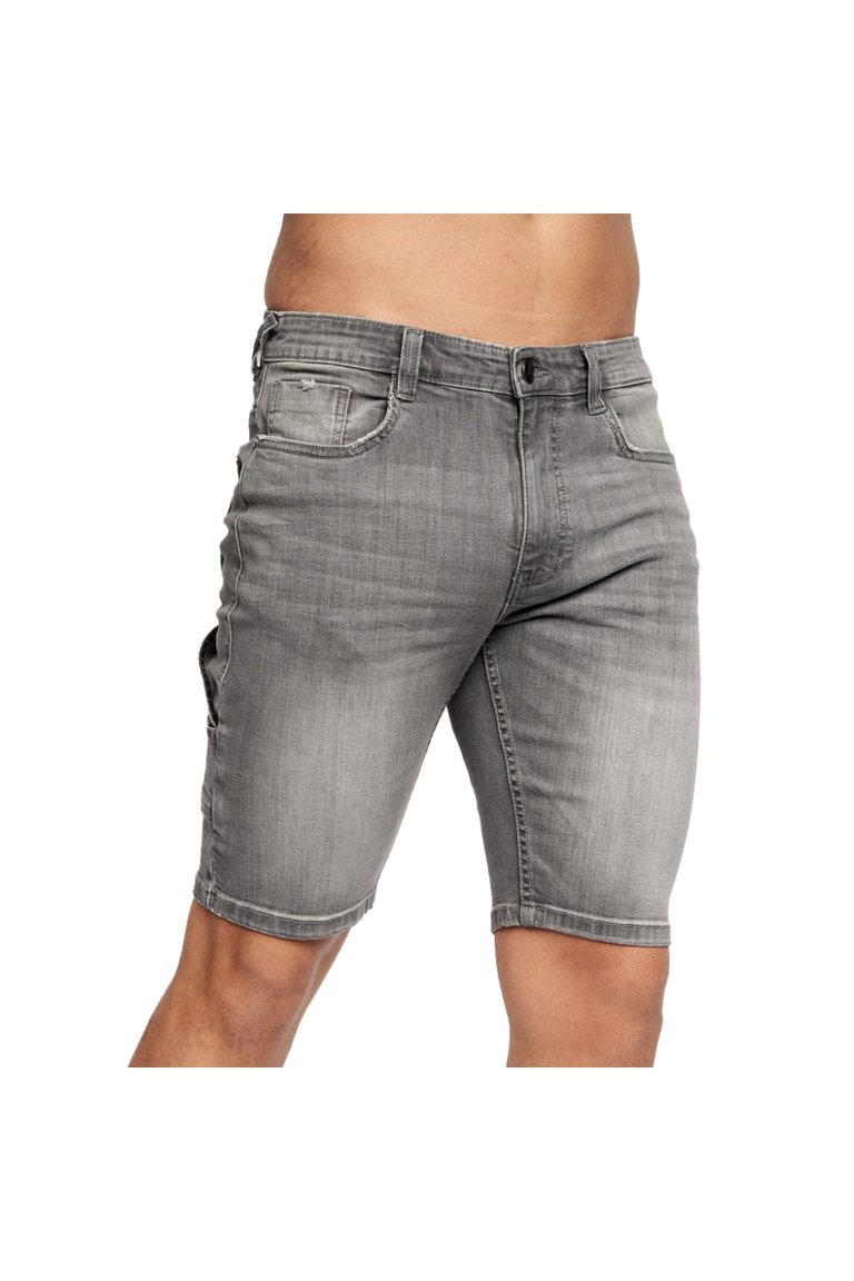 Mens Carpenter Denim Vintage Shorts - Light Grey Wash