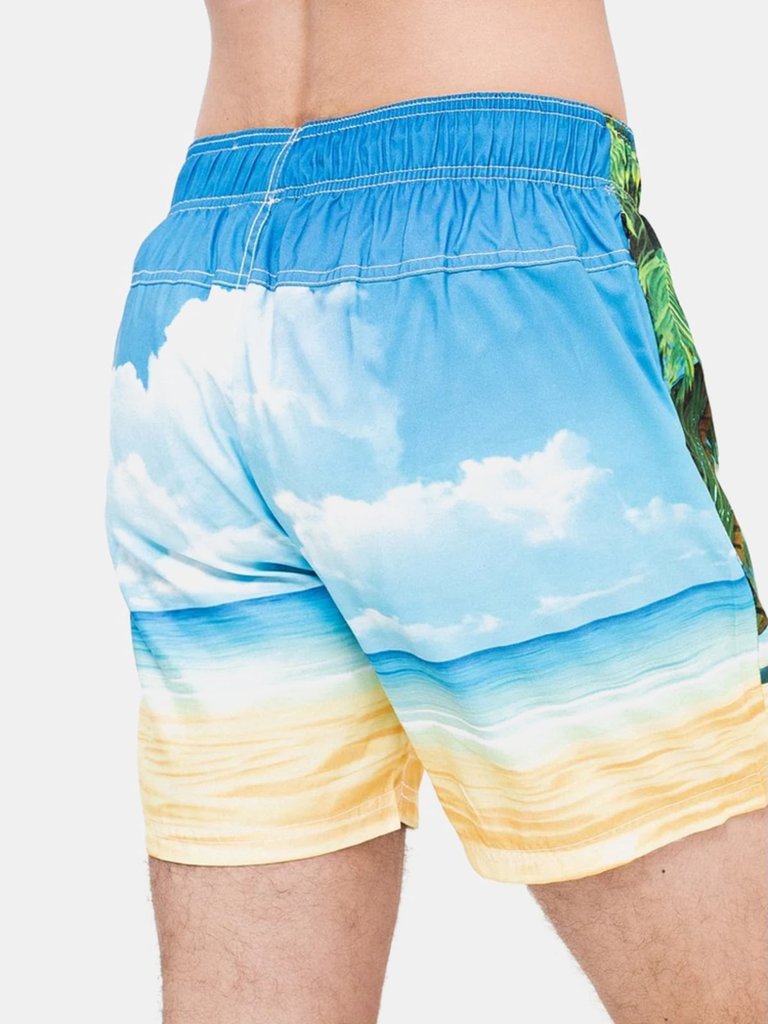 Mens Dream Beach Swim Shorts - Blue/Sand