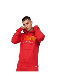 Mens Flocked Hoodie - Red