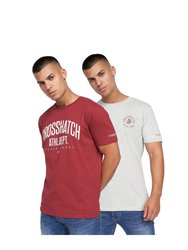 Mens Oldskool T-Shirt - Pack Of 2 - Red/Gray