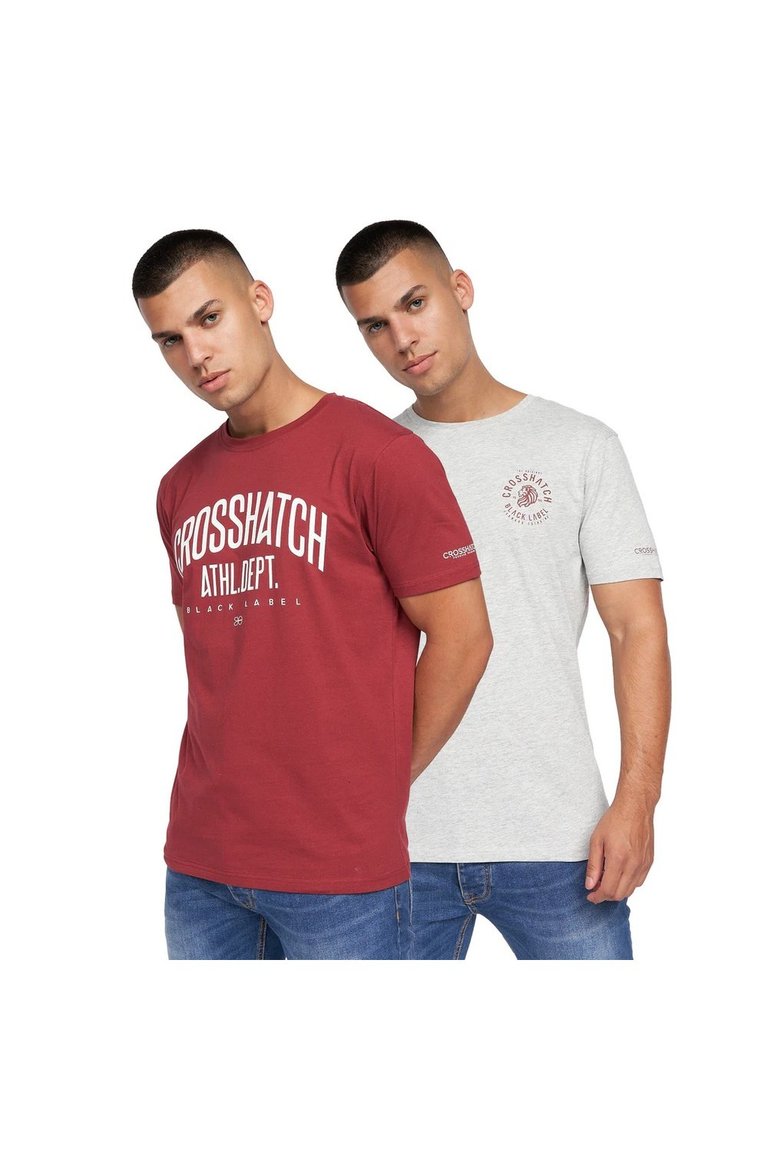 Mens Oldskool T-Shirt - Pack Of 2 - Red/Gray