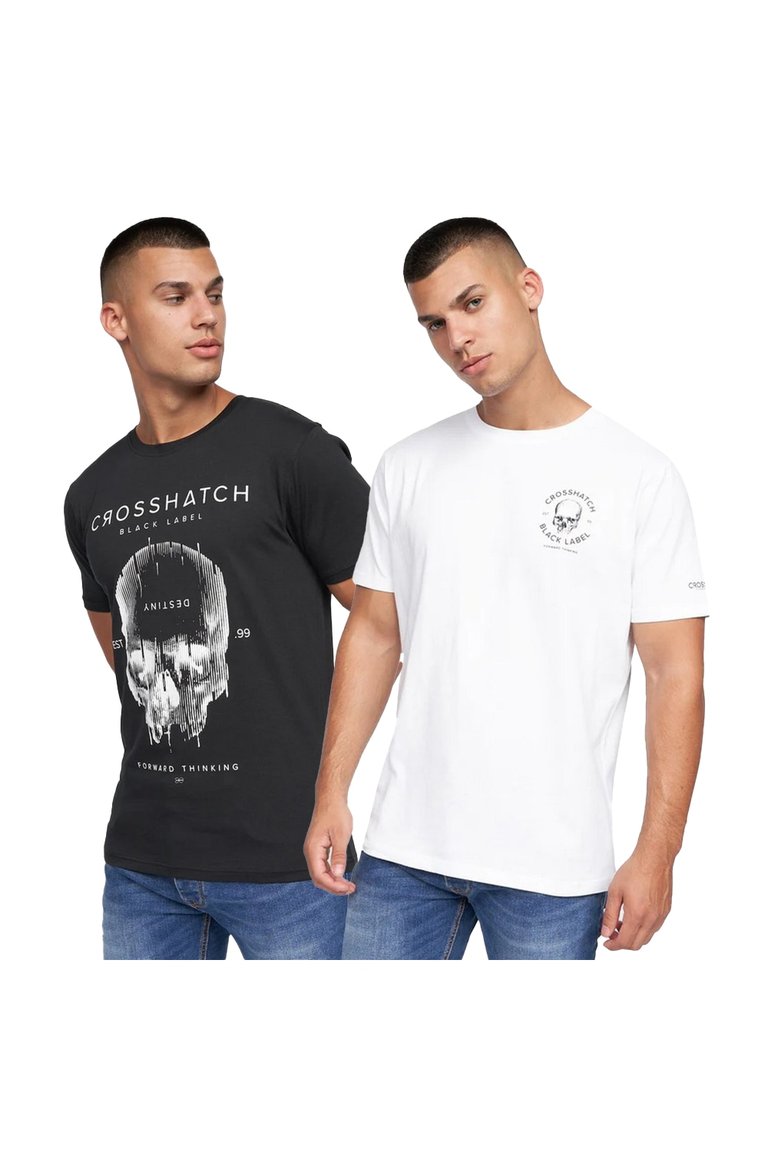 Mens Skulfux T-Shirt - Pack Of 2 - Black/White