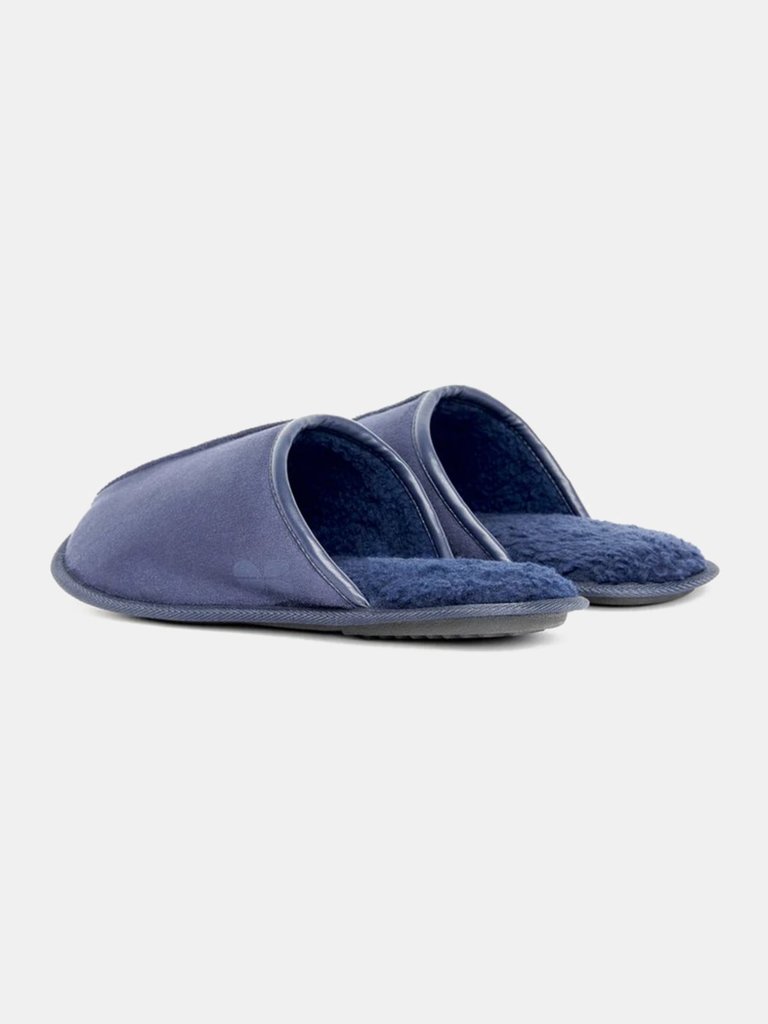 Mens Tinuviel Faux Fur Slippers - Navy