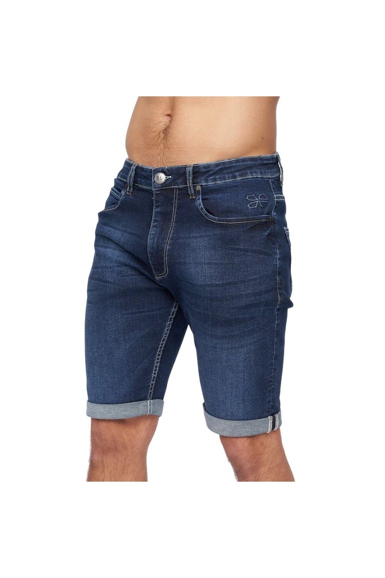 Mens Tonwin Denim Embossed Shorts - Dark Wash