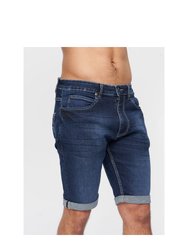 Mens Tonwin Denim Embossed Shorts - Dark Wash