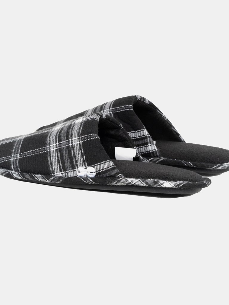 Mens Twostep Checked Slippers - Black