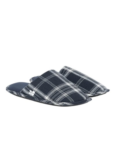 Crosshatch Mens Twostep Checked Slippers - Blue product