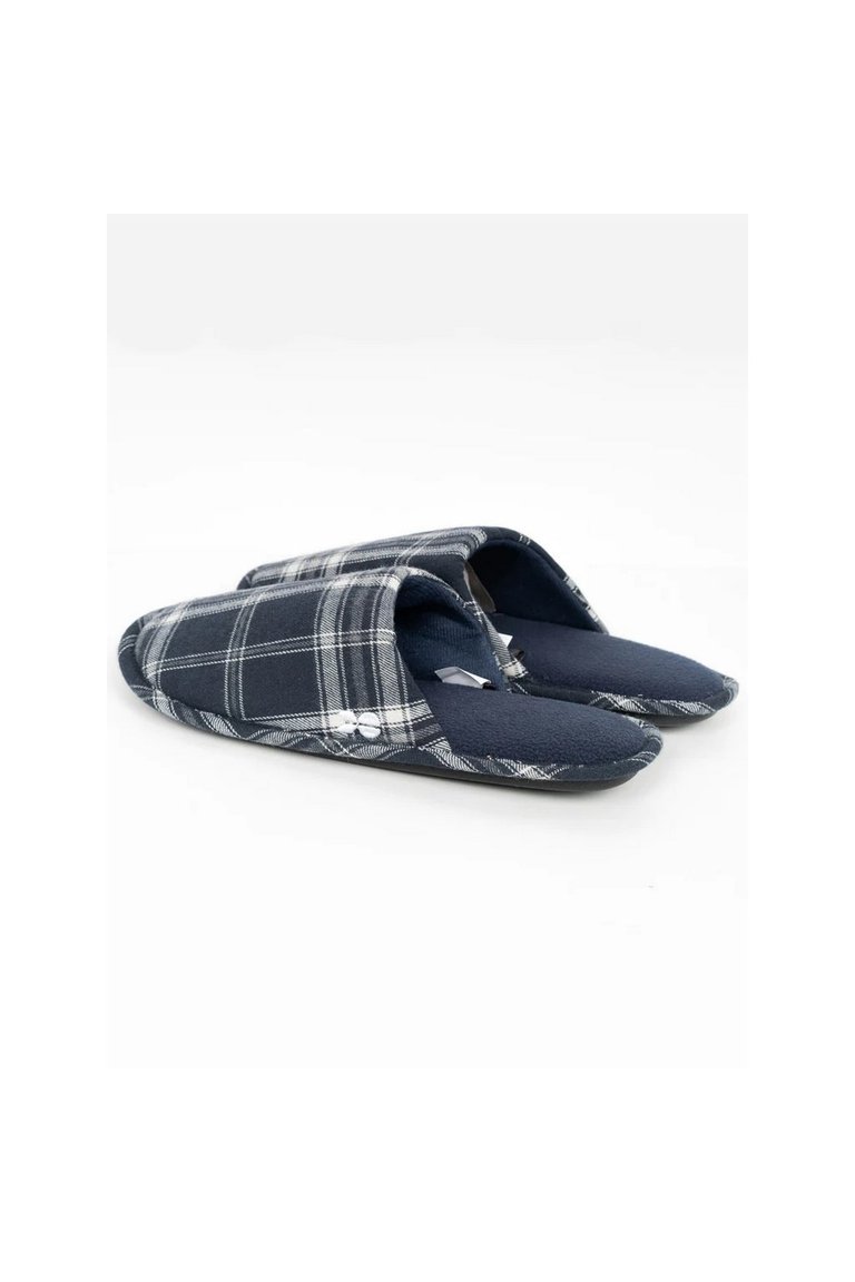 Mens Twostep Checked Slippers - Blue