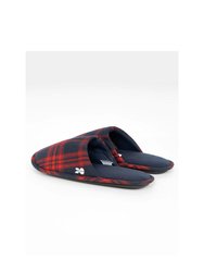 Mens Twostep Checked Slippers - Red