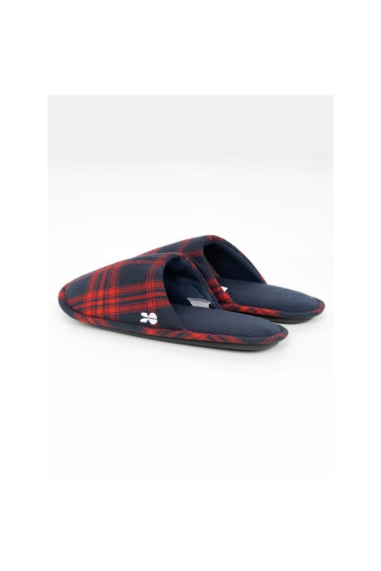 Mens Twostep Checked Slippers - Red