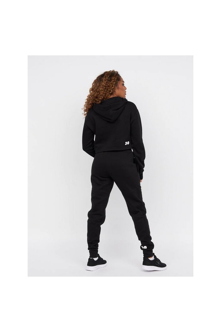 Womens/Ladies Crushaw Crop Hoodie - Black