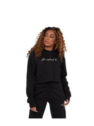 Womens/Ladies Crushaw Crop Hoodie - Black