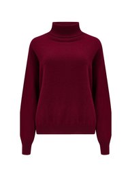 Malibu Roll Neck Sweater - Pinot Noir