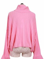 Rosie Ribbed Roll Neck Sweater In Belini