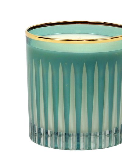 crystal_candles Crystal Candles: Scented Soy Candle in Hand Engraved Green Crystal Cup ~ Blue Spruce Scent product