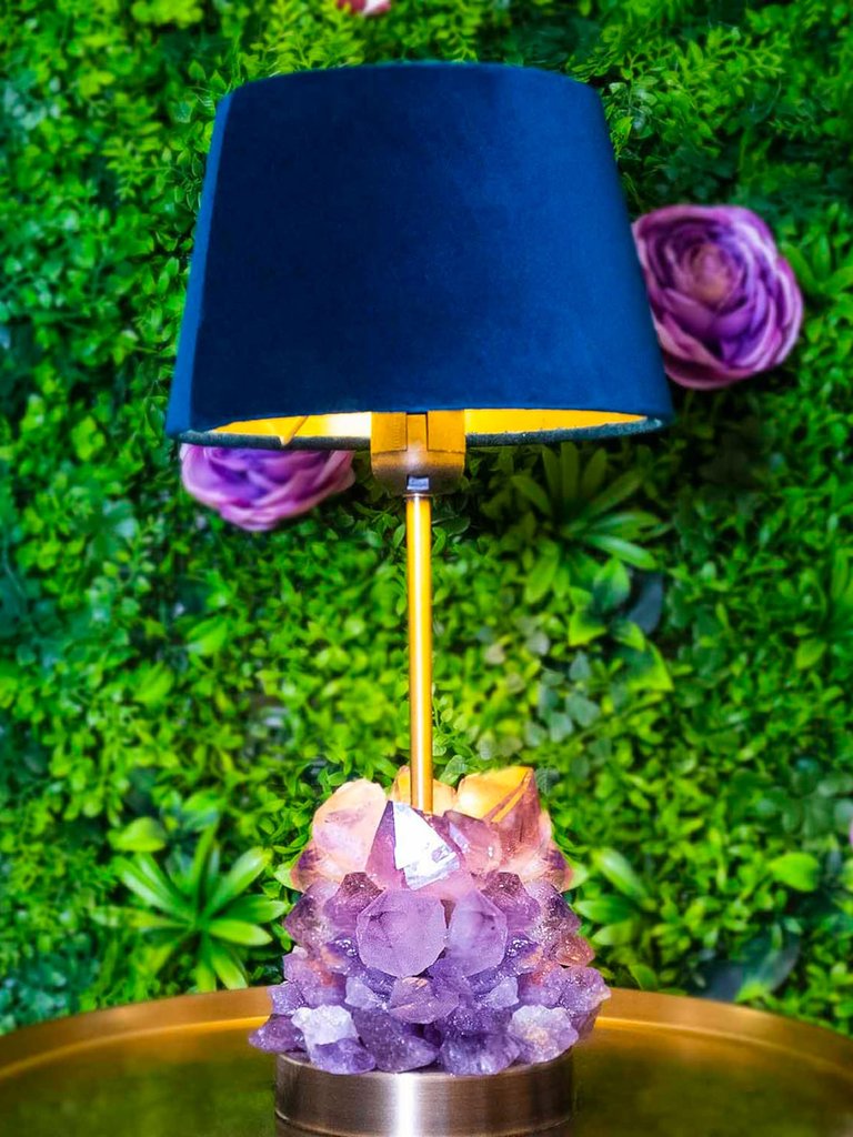 Amethyst Rock Crystal Desk Lamp - Amethyst Purple