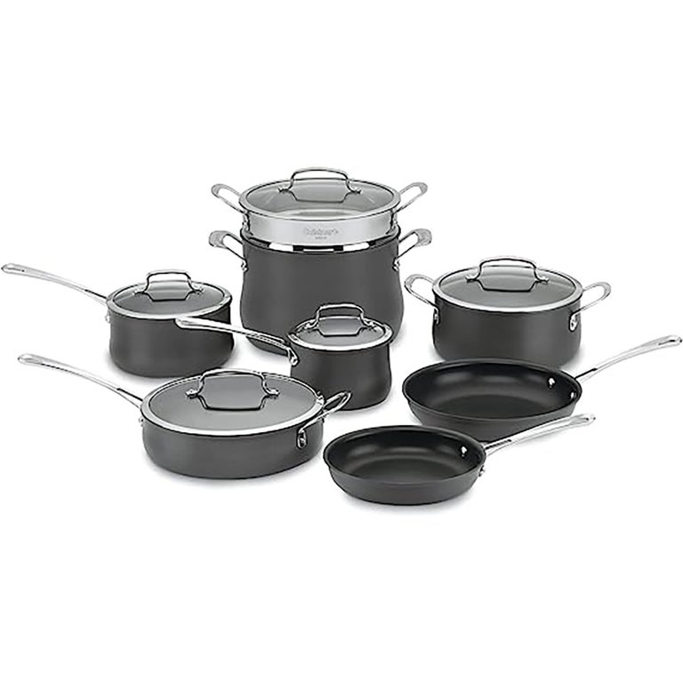 13-Piece Hard Anodized Contour-Stainless-Steel Cookware Set