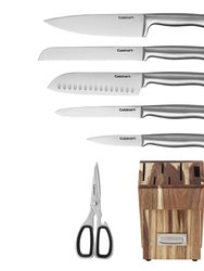 7 Pc. Stainless Prep Set In Acacia Wood Block