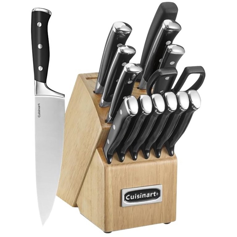 Triple Rivet Black 15-Piece Cutlery Set With Block