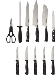 Triple Rivet Black 15-Piece Cutlery Set With Block