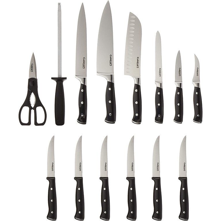 Triple Rivet Black 15-Piece Cutlery Set With Block