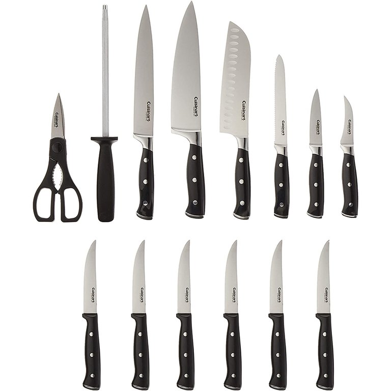 Cuisinart Triple Rivet Black 15-Piece Cutlery Set With Block