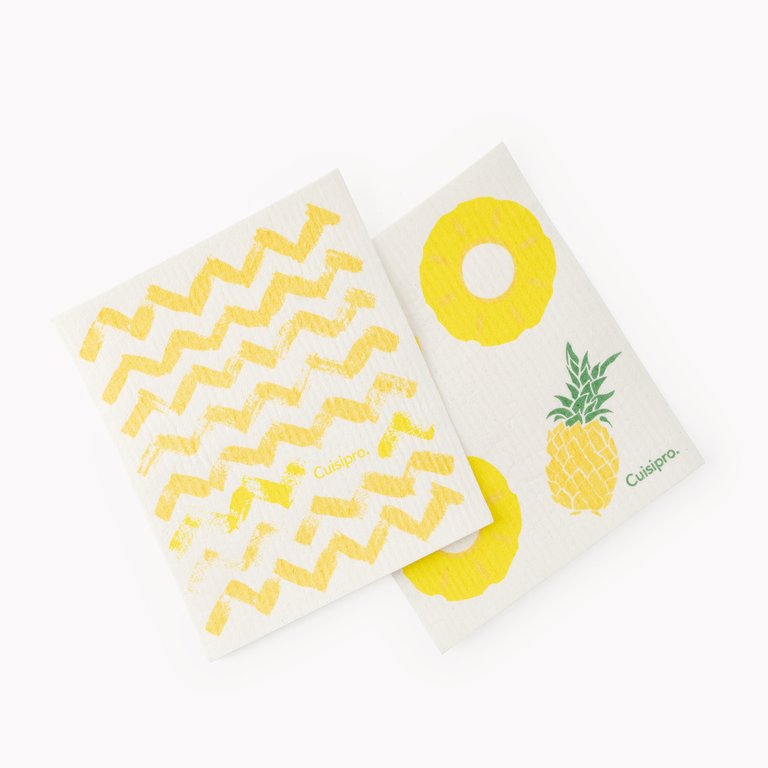 Cuisipro All Purpose Eco-Cloth 2pk - Yellow Zig Zag / Pineapple