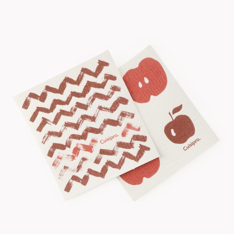 Cuisipro All Purpose Eco-Cloth 2pk - Red Zig Zag / Apple