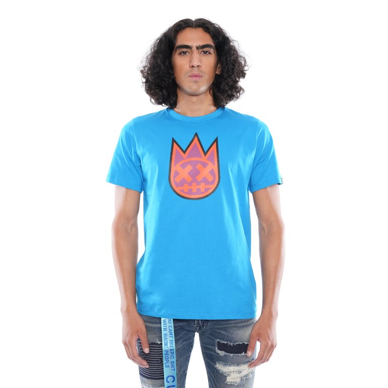 3D Clean Shimuchan Logo  Short Sleeve Crew Neck Tee In Dresden Blue