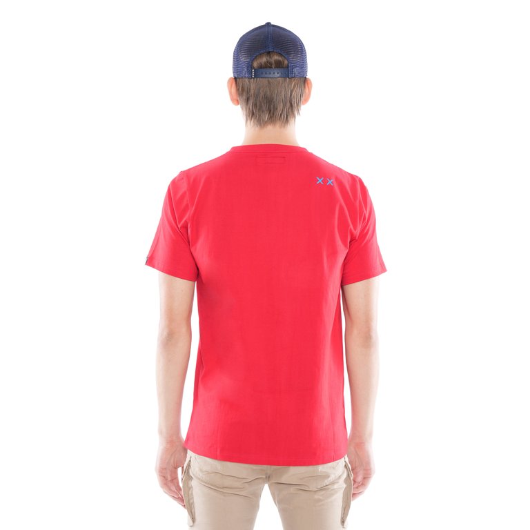 3D Clean Shimuchan Logo  Short Sleeve Crew Neck Tee In High Risk Red