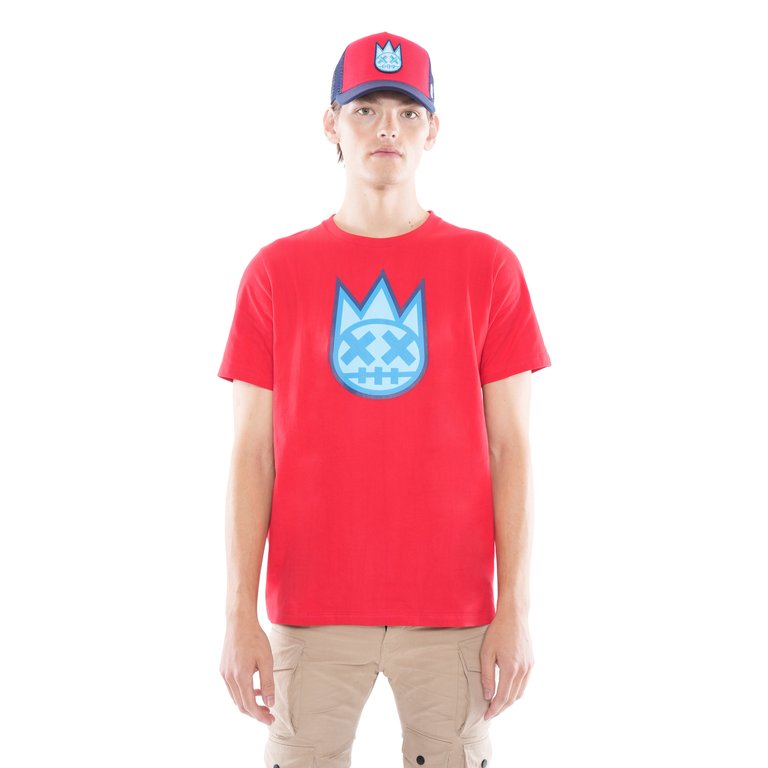 3D Clean Shimuchan Logo  Short Sleeve Crew Neck Tee In High Risk Red - Red