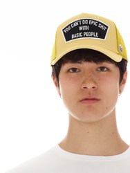 "Can't Do Epic Shit" Mesh Back Trucker Curved Visor In Vintage Yellow - Yellow