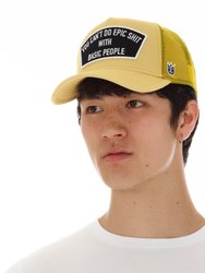 "Can't Do Epic Shit" Mesh Back Trucker Curved Visor In Vintage Yellow