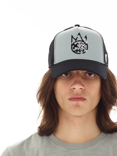 Cult of Individuality Clean Logo Mesh Back Trucker Curved Visor Cap In Vintage Grey product