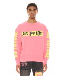 Crew Neck Fleece Sex Pistols Sweatshirt - Pink