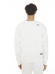 Crew Neck Fleece Sweatshirt In White
