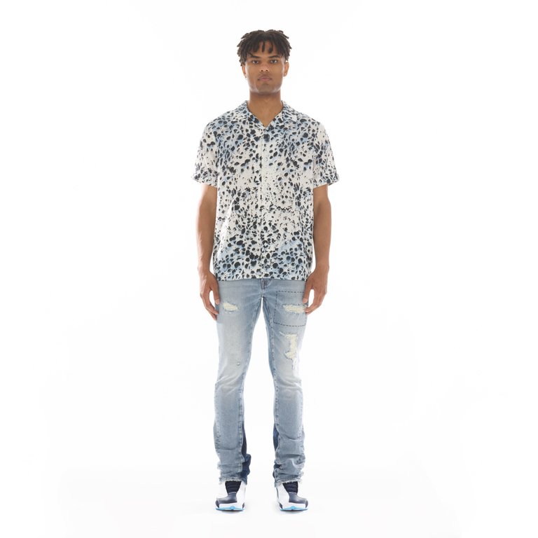 Cuban Short Sleeve Woven Shirt "Leopard" - Multi