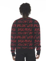French Terry Crewneck Sweatshirt "cant Do Epic Shit" In Black