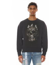 French Terry Crewneck Sweatshirt "Crystal Skull"