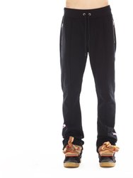 Hipster Sweatpants "life Is Pain" In Black - Black