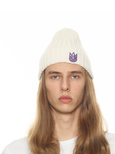 Cult of Individuality Knit Hat W/ Tomato And Indigo Bunting In White product